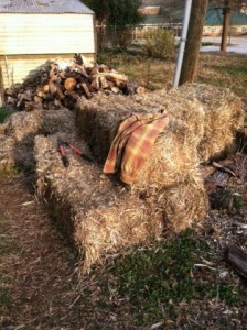 Straw bales and wood piles